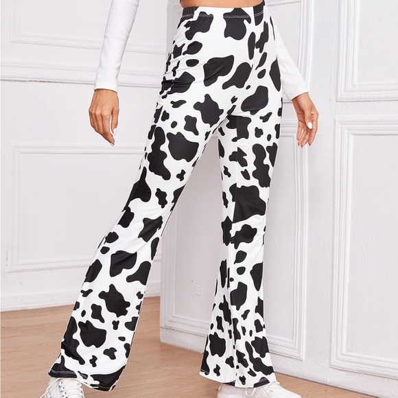 NWT SOLY HUX High Waisted Flare Leggings Cow Print - Size S - Picture 3 of 5